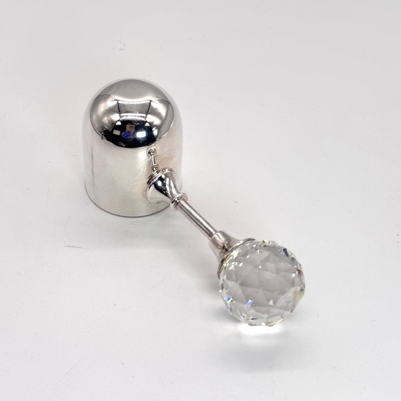 Silver Plated Crystal Handle Jigger Shot Measure Gilt Interior Barware - Picture 2 of 6